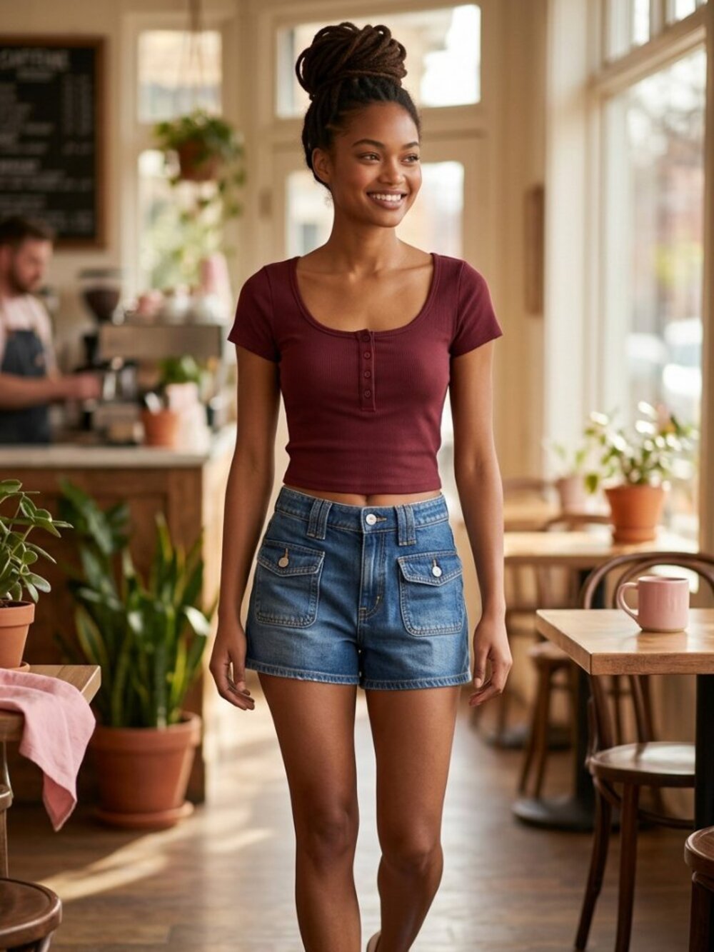 Burgundy Ribbed Short Sleeve Scoop Neck Top (No Tag, Fits Like S)